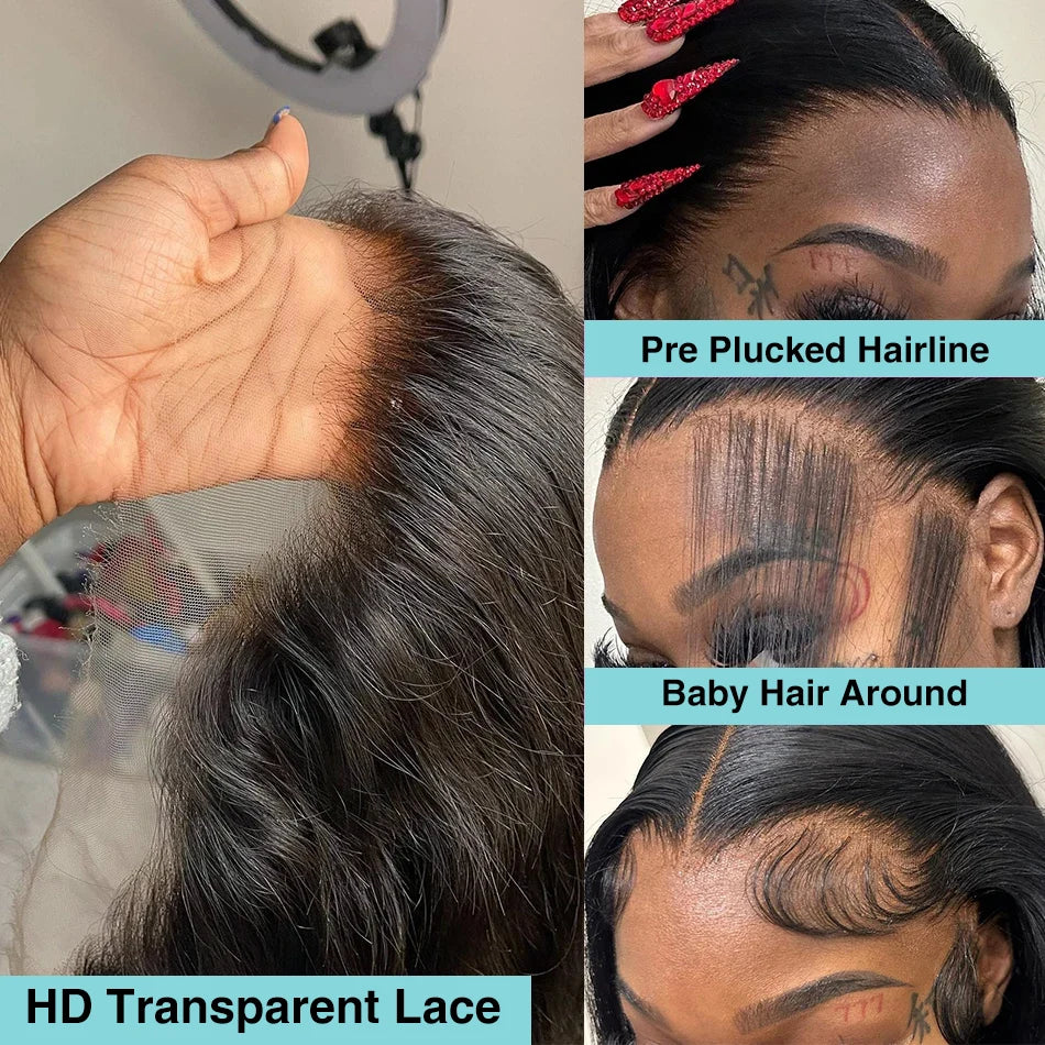 250% Straight Short Bob 13x4 Lace Frontal Human Hair Wigs 180% HD Transparent Lace Front Wig 5x5 Closure Wig For Women