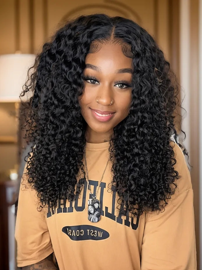 Yoody Transparent Lace 13x4 Deep Curly Black Natural Wig