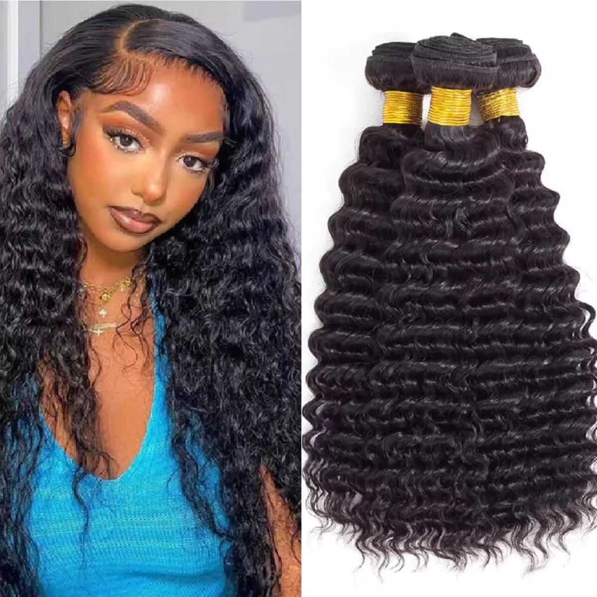 Yoody Hair Raw Deep Wave 3 Bundles 100% Human Hair Weave Bundles Indian Virgin Hair Body Wavy Hair Extension