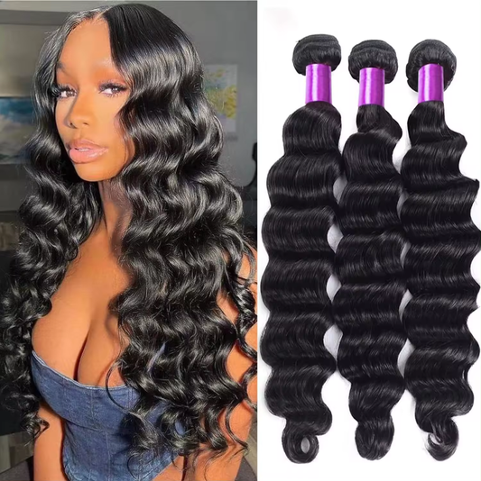 Yoody Hair Raw Loose Deep 3 Bundles 100% Human Hair Weave Bundles Indian Virgin Hair Body Wavy Hair Extension